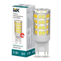 Лампа светодиодная LED капсула IEK 5Вт капсула 4000К G9 230В, LLE-CORN-5-230-40-G9