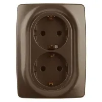 12-2106-13 ЭРА Розетка 2X2P+E Schuko, 16A-250В, IP20, Эра12, бронза