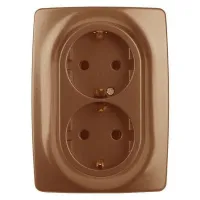 12-2106-14 ЭРА Розетка 2X2P+E Schuko, 16A-250В, IP20, Эра12, медь