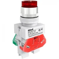 Кнопочный выключатель Dekraft ВК22-ABLFP-RED-LED-24 25070DEK