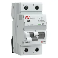 Дифавтомат EKF AVERES 1P+N 25А (B) 6 кА, 30 мА (A), rcbo6-1pn-25B-30-a-av