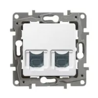 Розетка компьютерная 2xRJ45+RJ11 Cat.5 Legrand ETIKA, белый, 672252