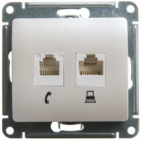 Розетка RJ11+RJ45 Cat.5 Schneider Electric GLOSSA, перламутр, GSL000685