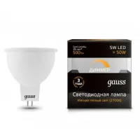 Лампа диммируемая светодиодная Gauss MR16 GU5.3-dim 5W 2700K/3000К, 101505105-D