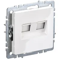 Розетка компьютерная двойная IEK BRITE RJ45 кат.5E РК10-2-БрБ белый, BR-K20-1-K01