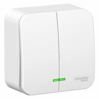 Выключатель 2-клавишный Schneider Electric BLANCA, с подсветкой, открытый монтаж, белый, BLNVA105101