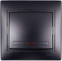 Lezard  Mira  Черный  бархат  Выкл.  1-кл. СП 10А IP20 с подсветкой   701-4242-112