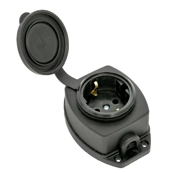 Роз. (колодка) одномест. с защит. крышкой каучуковая 230В 2P+PE 16A IP44 EKF Марс