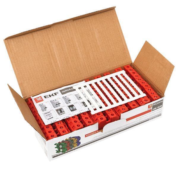 Клемма проходная винтовая JXB 10 мм2 красная EKF