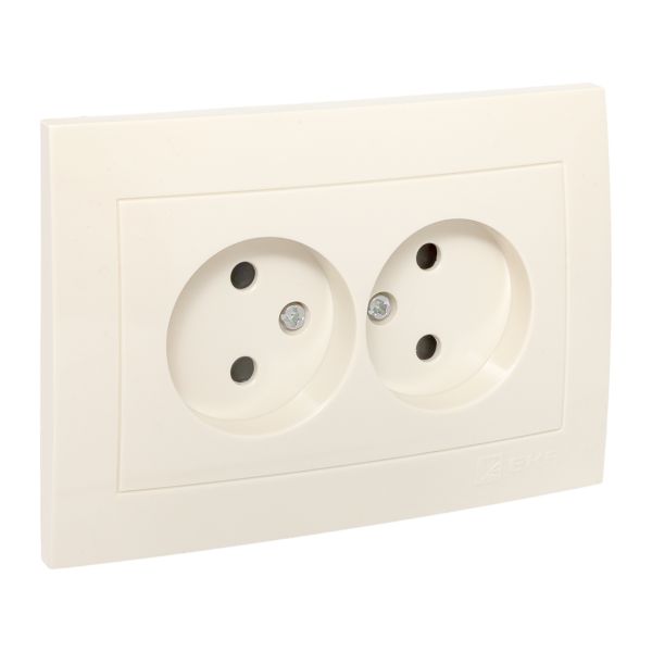 Валенсия розетка 2-местная б/з 10А кремовая с защ. штор. EKF PROxima