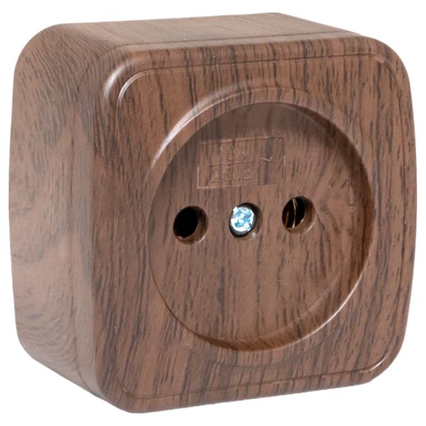 Розетка 1-местная ОП Минск 10А без заземления тёмное дерево EKF