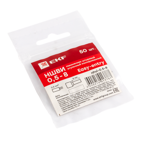 Наконечник штыревой втулочный изолированный НШвИ 0,5-8 (50шт.) EKF PROxima