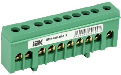 Шина PE "земля" в корпусном изоляторе на DIN-рейку ШНИ-6х9-10-К-З IEK