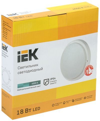IEK  18Вт  круг  4000K  1200Лм  белый  IP54  / LED ДПО 4004