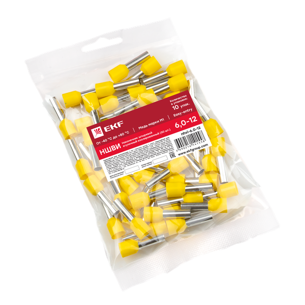Наконечник штыревой втулочный изолированный НШвИ 6,0-12 (50шт.) EKF PROxima