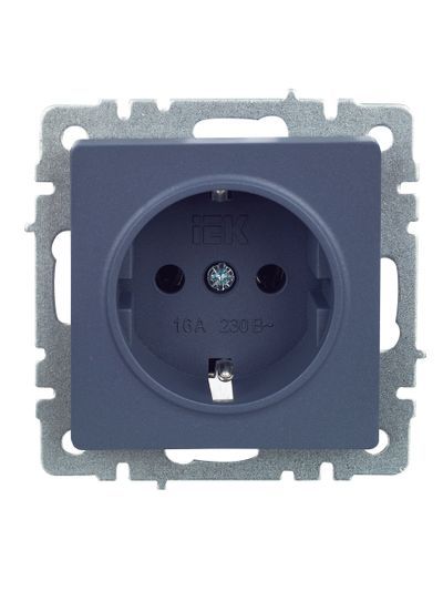 BRITE Розетка 1-местная с заземлением без защитных шторок 16А РС11-1-0-БрМ маренго IEK