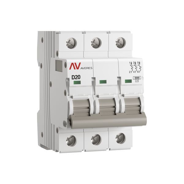 Выключатель автоматический AV-10 3P 20A (D) 10kA EKF AVERES