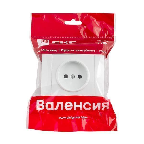 Валенсия розетка 1-местная б/з 10А белая с защ. штор. EKF PROxima