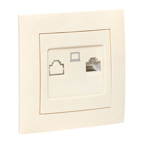 Валенсия розетка компьютерная RJ-45 1-местная кремовая EKF PROxima