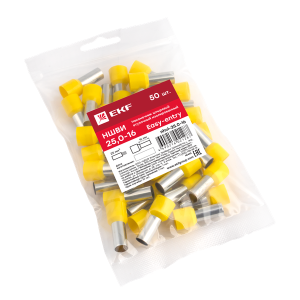 Наконечник штыревой втулочный изолированный НШвИ 25,0-16 (50шт.) EKF PROxima