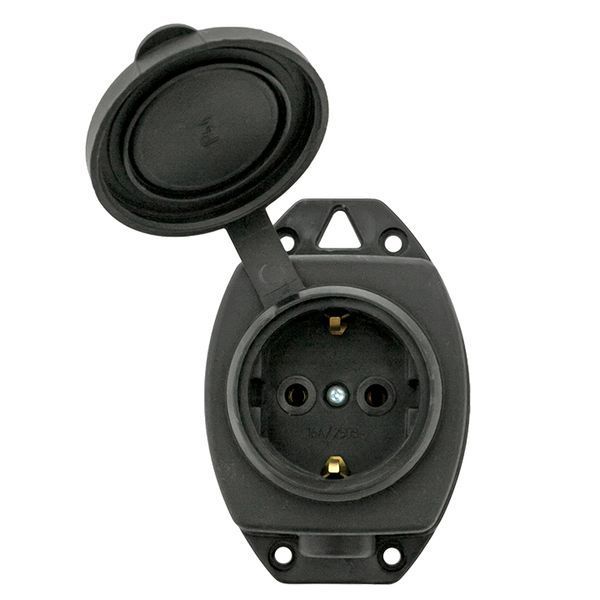 Роз. (колодка) одномест. с защит. крышкой каучуковая 230В 2P+PE 16A IP44 EKF Марс