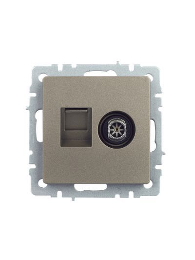 BRITE Розетка двойная TV+RJ45 кат.5E РТВ/РК12-БрШ шампань IEK