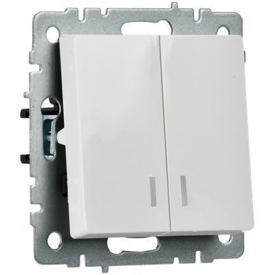 BRITE Выключатель 2-клавишный с индикацией 10А ВС10-2-1-БрБ белый IEK