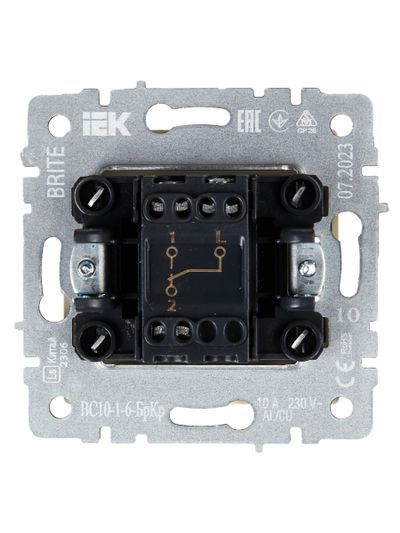 BRITE Выключатель одноклавишный проходной 10А ВС10-1-6-БрКр бежевый