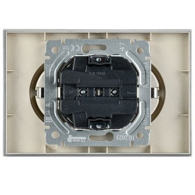 BRITE Розетка 2-местная с заземлением с защитными шторками 16А в сборе РСш12-3-БрА алюминий IEK