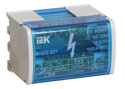 Шины на DIN-рейку в корпусе (кросс-модуль) ШНК 2х7 L+PEN IEK