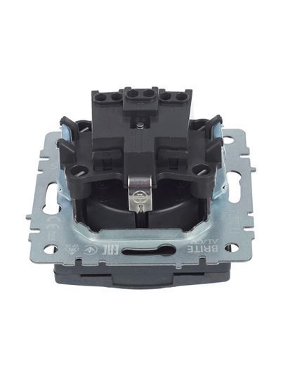 BRITE Розетка 1-местная с заземлением с защитными шторками и крышкой 16А IP20 РСбш10-3-БрМ маренго IEK