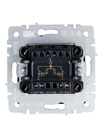 BRITE Выключатель 2-клавишный с индикацией 10А ВС10-2-1-БрЧ черный IEK