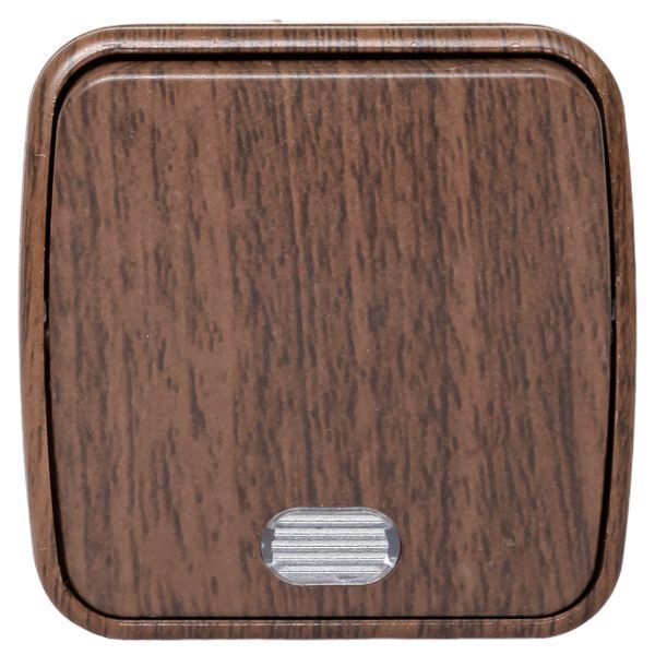 Выключатель 1-клавишный ОП Минск 10А с индикатором тёмное дерево EKF