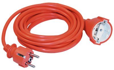 Шнур УШ-01РВ оранжевый с вилкой и розеткой с заземлением 3х1,0мм2 10м IEK