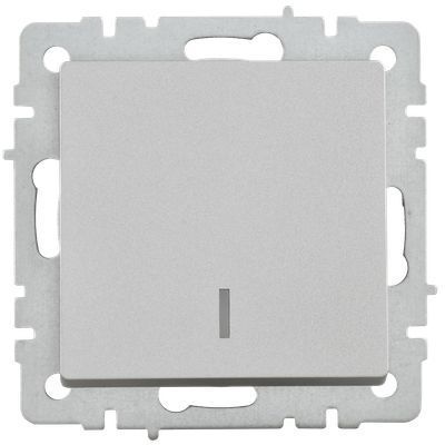 BRITE Выключатель 1-клавишный с индикацией 10А ВС10-1-1-БрА алюминий IEK