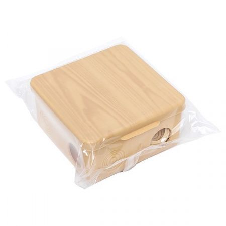 Коробка распределительная КМР-030-014 с крышкой (100x100x55), 8 мембранных вводов светлое дерево IP54 EKF PROxima