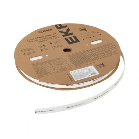 Термоусаживаемая трубка ТУТ нг 16/8 белая рулон EKF PROxima