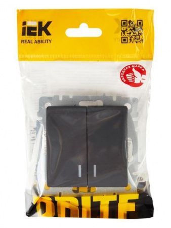 BRITE Выключатель 2-клавишный с индикацией 10А ВС10-2-1-БрГ графит IEK