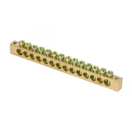 Шина PEN "ноль-земля" (8x12мм) 14 отверстий латунь крепеж по краям розничный стикер EKF PROxima