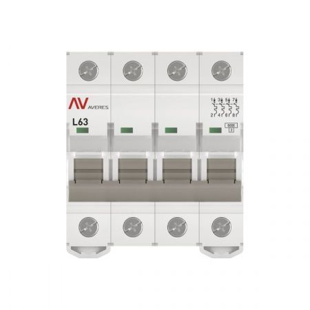 Выключатель автоматический AV-6 4P 63A (L) 6kA EKF AVERES