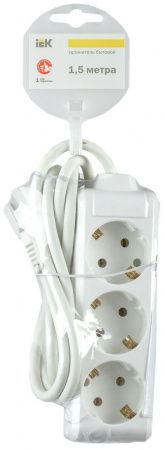 Удлинитель У03 3 места с заземлением 1,5м 3х1мм2 16А/250В IEK