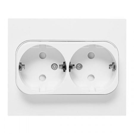 Стокгольм Розетка 2-местная с/з 16А автоматические клеммы белая с защ. штор. EKF PROxima