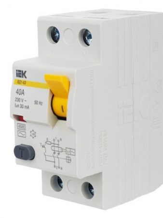 Выключатель дифференциальный (УЗО) ВД1-63 2Р 40А 30мА IEK