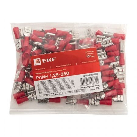 Разъем плоский "мама" РпИм 1,5-6,3 (100шт.) EKF PROxima