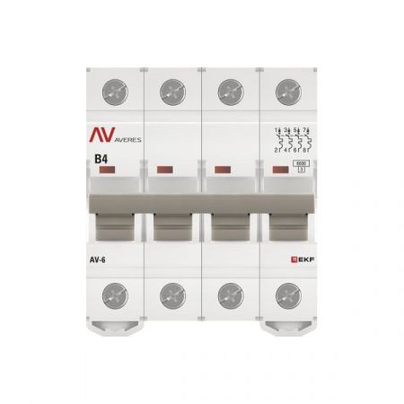 Выключатель автоматический AV-6 4P 4A (B) 6kA EKF AVERES