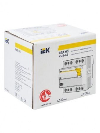 Выключатель дифференциальный (УЗО) ВД1-63 4Р 50А 30мА IEK