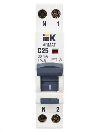 ARMAT Автоматический выключатель дифференциального тока B06S 1P+NP C25 30мА тип AC (18мм) IEK