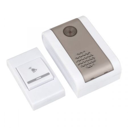 Звонок беспр. на батарейках 003 (бел.-сер. 36 мелод. с индик. 2x1,5В АA дист. 80м.) EKF Basic