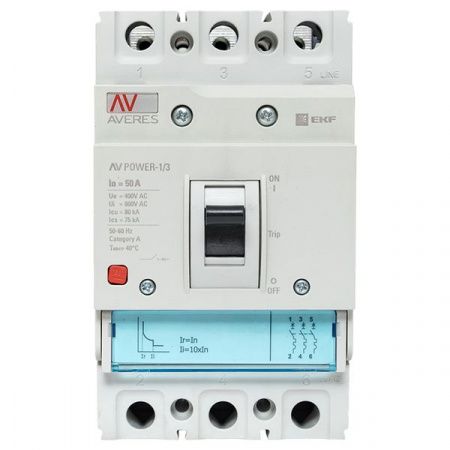 Автоматический выключатель AV POWER-1/3 50А 80kA TR EKF AVERES