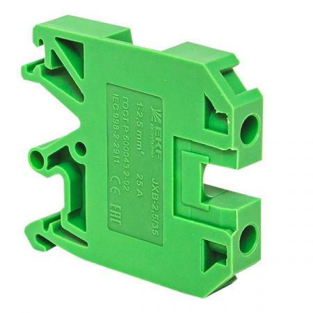 Клемма проходная винтовая JXB 2.5 мм2 зеленая EKF